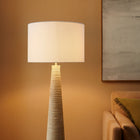 Modway - Saylor Nervures sculptées Bois Lampe sur pied avec abat-jour, Gris blanc-Homologué UL pour la sécurité