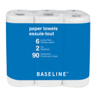 Baseline - Essuie-tout 2 épaisseurs - 90 feuilles par rouleau - Blanc - Paquet de 6-Fabriqué à 100 % à partir de fibres recyclées