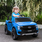Qaba - Ford Ranger sous licence 12V voiture électrique pour enfant avec rangement arrière - bleu-Vitesses de 1,9 à 3,1 mi/h (3-5 km/h), amortisseurs sur les roues arrière pour plus de confort 