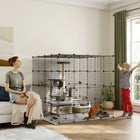PawHut - Cage pour chat 55 po d’intérieur à 4 niveaux DIY avec plateformes et rampes-Centre d’activités de 21 pi² (1,96 m²) offrant un espace généreux pour jouer et se reposer 