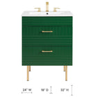 Modway - Daybreak 24" Armoire de toilette de salle de bain (lavabo non inclus) - Vert-Tiroirs à extension complète