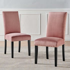 Modway - Parcel Performance Velvet Fauteuils d’accompagnement à manger Ensemble de 2 - Rose poussiéreuse-Touches de moulures de tête de clous