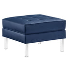 Modway - Loft Touffe Cuir végane Ottoman - Marine d’argent-Ottoman du milieu du siècle