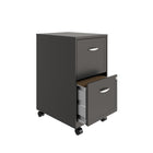 Hirsh Industries - Classeur vertical Space Solutions à profondeur de 18 po avec roulettes, 2 tiroirs, charbon métallique-Dimensions (po) : 26,5 haut. x 14,25 lar. x 18 prof.