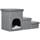 PawHut - Escalier pour chien avec boîtes de rangement et condo pour lits et canapés hauts - gris-Soutenez leur montée, qu'ils soient âgés, de petite taille ou blessés 