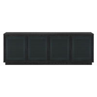 Hudson&Canal - Meuble TV Pryce pour téléviseurs jusqu'à 78" - Grain noir/Rotin noir-Un design du milieu du siècle peut accueillir des téléviseurs jusqu'à 78 pouces pour votre espace de divertissement