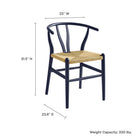Modway - Amish 32" Chaise d’accent pour salle à manger - Bleu Minuit-Dossier découpé en forme de V