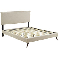 Modway - Amaris Tissu Lit à plateforme Queen avec pieds ronds et écartés, Beige-Rembourrage fin en polyester