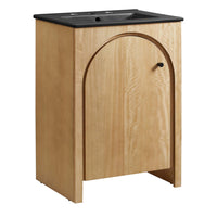 Modway - Appia 24" Vanette de salle de bain - Noir de chêne-Charnières à fermeture douce