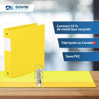 Davis Group Super économie, Reliure à anneaux ronds 3 po, paquet de 6 – Jaune-Polypropylène sans PVC