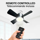 Bell+Howell - Ventilateur de plafond Socket Breeze avec lumière et télécommande-La lumière à DEL blanc chaud offre jusqu'à 1 000 lumens avec 3 niveaux de luminosité réglables de 250, 500 et 1 000 lumens