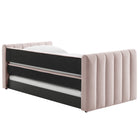 Modway - Veyla Chenal Touffé Performance Velvet Lit de jour jumelle avec Trundle, Rose-Assemblée requise