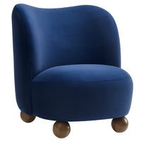 Modway - Monroe Performance Velvet Chaise d’accent - Noyer bleu minuit-Velours de performance résistant aux taches