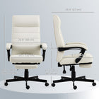 Vinsetto - Fauteuil de bureau pivotant à haut dossier inclinable avec repose-pieds et accoudoirs rembourrés - blanc crème-Assise rembourrée avec tissu effet lin confortable