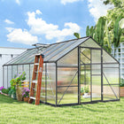 Outsunny - Serre avec jardinière surélevée, vert-Les panneaux en polycarbonate protègent les plantes du soleil intense  
