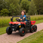 Qaba - Camion électrique pour enfants 24V 4WD avec 6 roues, 2 places et benne basculante - rouge-UTV à six roues avec suspension, conquiert l'herbe et la terre pour des aventures tout-terrain palpitantes 
