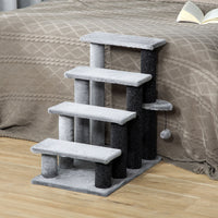 PawHut - Escalier pour chat à 4 marches, petit arbre avec jouet - 23,5 po x 16 po x 25 po-Les chats peuvent sauter directement au sommet en montant sur la petite plateforme 