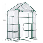 Outsunny - Serre mini 3 niveaux avec 4 étagères, porte enroulable et housse résistante aux intempéries, transparent-Porte enroulable avec accès par fermeture éclair pour l'entrée  
