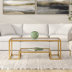 Hudson&Canal - Table basse rectangulaire Athena 45" L - Laiton-Une finition dorée artisanale est appliquée sur le cadre en acier