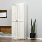 HOMCOM - Armoire de cuisine avec portes et étagères réglables - blanc vieilli-Style contemporain chic avec panneaux de porte shaker et poignées en métal antique 