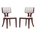 Manhattan Comfort - Lot de 2 chaises de salle à manger traditionnelles Pulitzer 46 cm, revêtement similicuir, argent et noyer-Chaise de salle à manger traditionnelle pour usage en salle à manger lot de 2