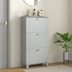 HOMCOM - Armoire à chaussures moderne avec 3 tiroirs basculants pour 12 paires - gris-Étagères réglables ou amovibles offrant des options de rangement flexibles 