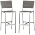 Modway - Shore Terrasse extérieure Aluminium Tabouret sans bras - Gris argenté - Ensemble de 2-Tabouret de bar extérieur moderne