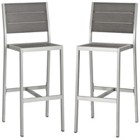 Modway - Shore Terrasse extérieure Aluminium Tabouret sans bras - Gris argenté - Ensemble de 2-Tabouret de bar extérieur moderne