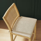 Modway - Ovard Bois et rotin Tabouret de bar - Naturel-Coussin rembourré amovible