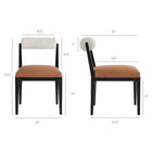 Modway - Kai Boucle et cuir végan Chaise à manger Ensemble de 2 - Noir Tan Perle-Dossier en tissu boucle roulé
