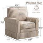 Ebello - Kandyn Fauteuil tonneau pivotant 29,7 po rembourré rayures douces coussin amovible, brun-8