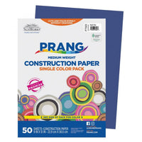 Prang - Papier construction, bleu vif, 9 po x 12 po, 50 feuilles-Papier de construction épais en bois de pâte mécanique