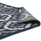 Modway - Kalinda Treillis rustiques vintage marocains Tapis de 5 pi l x 8 pi L - Ivoire marocain bleu et brun-Haute densité / Tissé à la machine