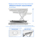 Rocelco- Ensemble de rehausse de bureau de luxe à hauteur ajustable de 46" et support au sol - Blanc / Noir-SURFACE DE TRAVAIL EXTRA LARGE: Le bureau de 45.75 "de large sur 23.25" de profondeur peut contenir jusqu'à 3 moniteurs de taille moyenne ou deux grands moniteurs et le plateau de clavier rétractable de 25.75" de large sur 11.25" de profondeur peut contenir un ordinateur portable si nécessaire