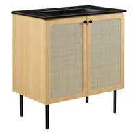 Modway - Chaucer 30" Vanette de salle de bain - Noir de chêne-MDF et panneau de particules