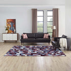 Modway - Andela Mosaïque de blocs imbriqués Tapis de comédie 8 pi l x 10 pi L - Rouge multicolore et bleu clair-Tissage serré à poil bas
