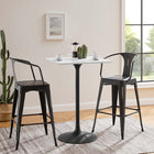 Modway - Lippa 28 po Carré Bois Bar Table, Noir Blanc-Socle métallique résistant aux éclats
