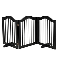 PawHut - Barrière pour animaux autoportante avec 2 pieds de support - noir-Fabriquée en MDF, barrière robuste 