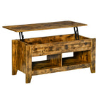 HOMCOM - Table basse relevable avec rangement caché et étagères ouvertes - brun-Table basse à plateau relevable avec espace de rangement caché pour stocker vos objets domestiques