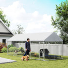 PawHut - Chenil pour chien d’extérieur 19,7 pi x 7,5 pi x 7,9 pi avec toit, loquet sécurisé-Offre une aire de jeu et de détente de 149 pi² (13,8 m²) 
