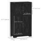 HOMCOM - Armoire de cuisine style ferme 23,6 po L - grain de bois noir-La structure en panneau de particules supporte jusqu'à 150 lb (68,1 kg) 