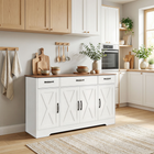HOMCOM - Buffet de style ferme 55 po pour téléviseurs jusqu’à 60 po avec portes de grange - blanc-Apportez un charme de ferme à votre cuisine avec des portes de grange et un dessus brun foncé 