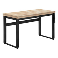 Monarch Specialties - 7678 Bureau 48 po L - Hauteur Adjustable Naturel/Metal Noir-Peut être utilisé comme bureau d'ordinateur ou table d'écriture, ce bureau pour travailler debout est parfait pour les espaces limités et peut être ajusté de 29,5 pouces à 48 pouces de hauteur.
