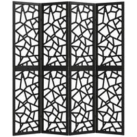 HOMCOM - Séparateur de pièce autoportant à motif géométrique 4 panneaux pour chambre - noir-Présente un motif géométrique moderne, servant à la fois d’élément fonctionnel et artistique  
