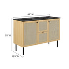 Modway - Chaucer 48" Meuble de salle de bain à double lavabo - Noir de chêne-Étagères ajustables