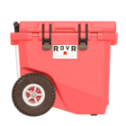 RovR - RollR 45 Glacière rigide à roulettes pintes avec poignée télescopique - Corail-Les pneus gonflables tout-terrain RollR 9'' glissent sans effort sur le sable, la terre et l’herbe durs