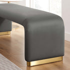 Modway - Koda Performance Velvet Banc long de la chute d’eau - Brass Storm Grey-Rembourrage en mousse dense