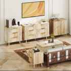 HOMCOM - Buffet à rainures 30,3 po L avec rangement - chêne-Kits anti-basculement pour la sécurité et quatre pieds en bois de pin pour la stabilité 