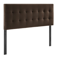 Modway - Lily Velours de performance résistant aux taches Tête de lit King Size, Marron chocolat-Sellerie en velours Performance résistante aux taches