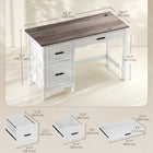 HOMCOM - Bureau d'ordinateur avec tiroir à fichiers - 47,2 po L x 19,7 po l x 30 po H - blanc-Le plateau en bois brun rustique et le cadre blanc s’adaptent à tous les décors de bureau à domicile